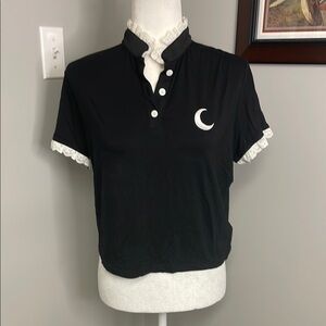 Black Lace Trim Women's Top